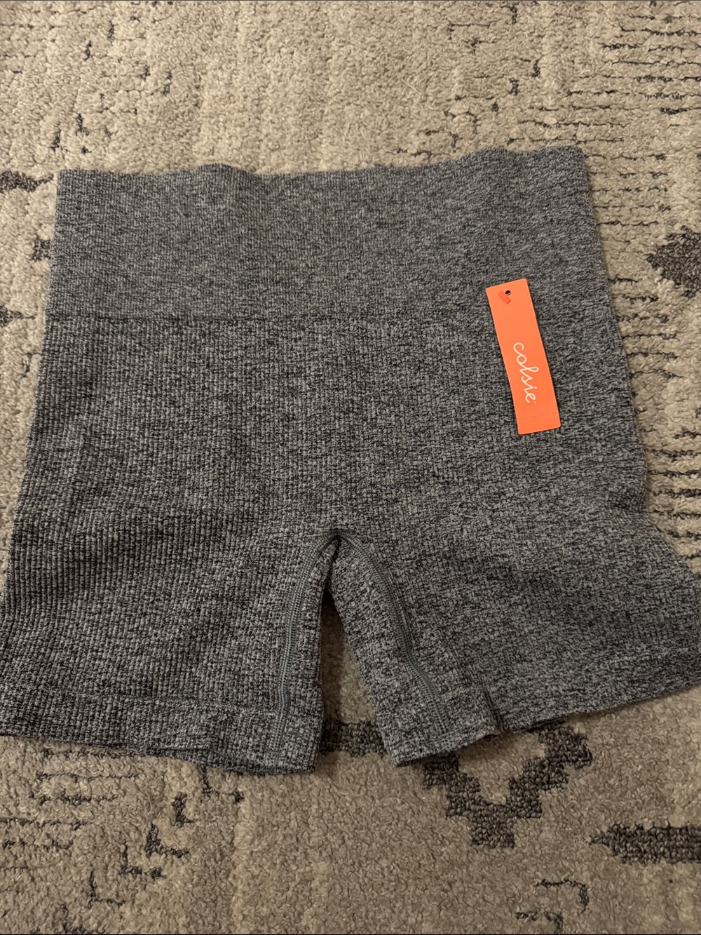 Colsie Heather Gray Ribbed High-Waist Bike Shorts